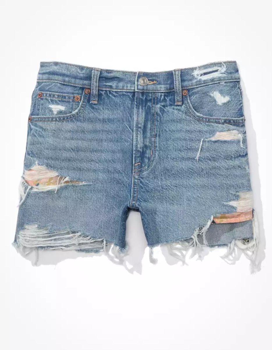 Shorts American Eagle AE x Outer Banks Denim Highest Taille '90s Boyfriend Indigo Femme | BIX-26677213